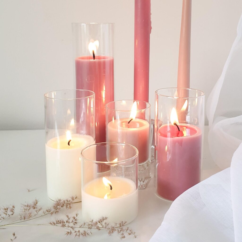 pink candle in home decor