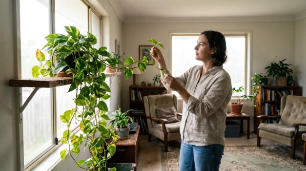 Healthy Devil's Ivy positioned in bright indirect light near an Australian home window