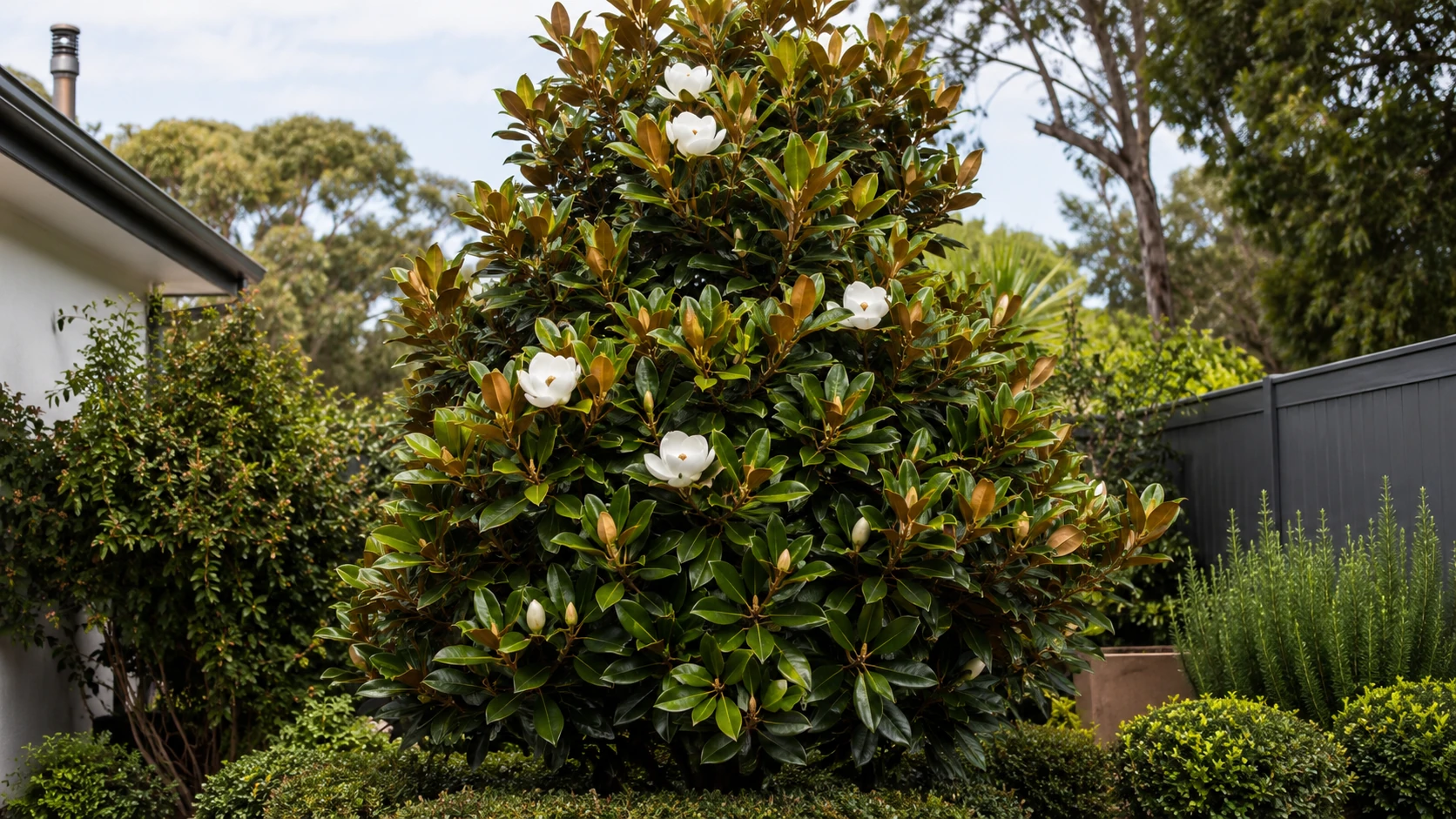 Established Teddy Bear Magnolia growing in an Australian suburban garden