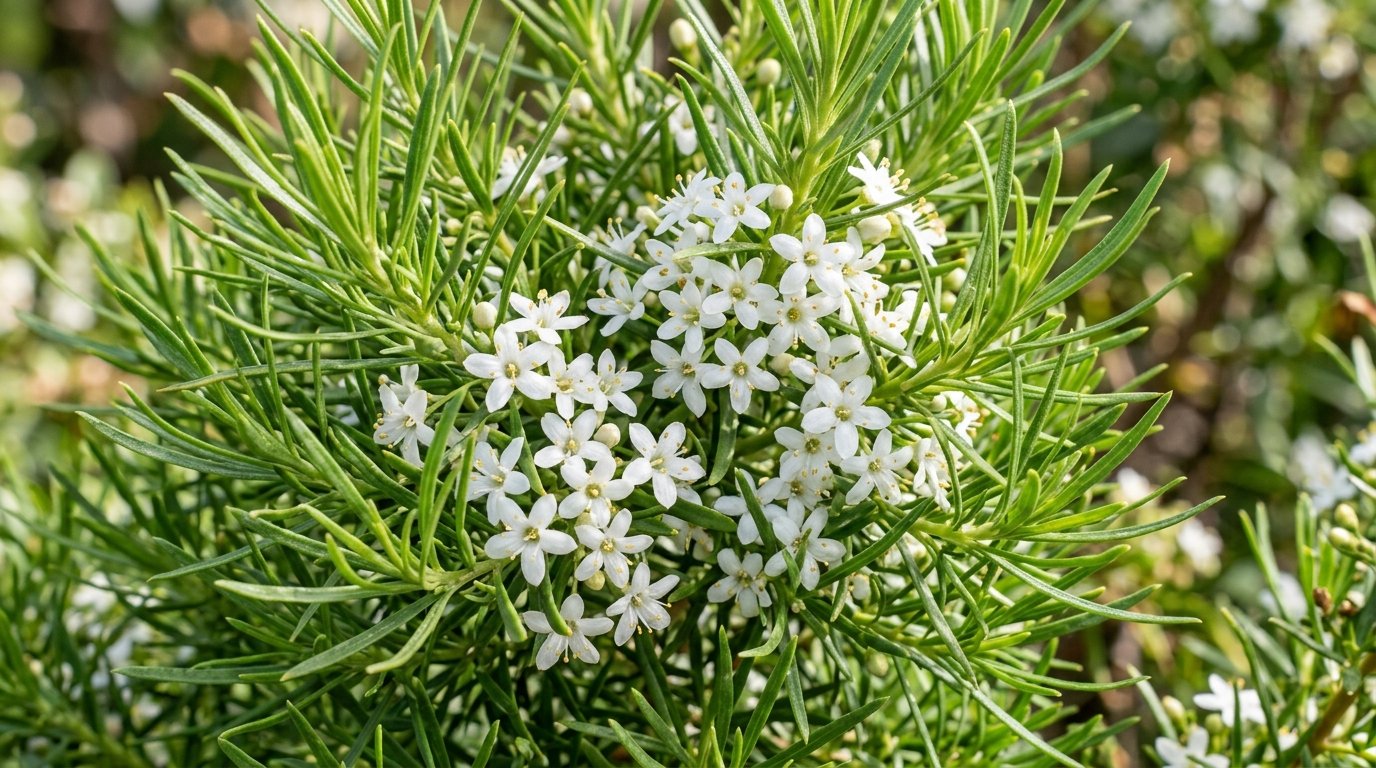 A dense low mat of creeping boobialla (Myoporum parvifolium) groundcover