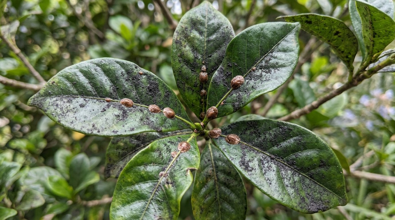 Gardenia plant dropping flower buds before opening with fallen buds below