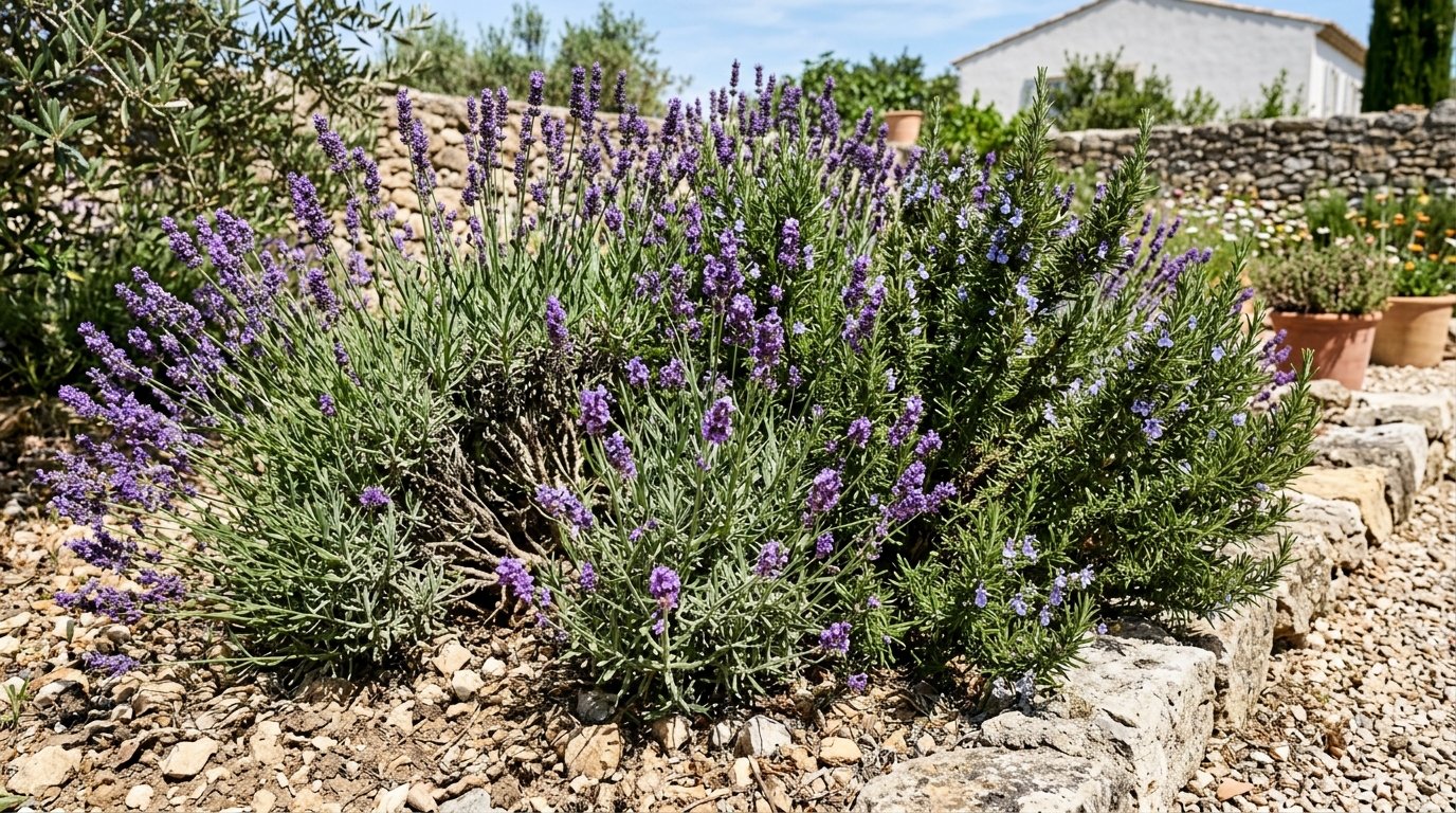 A hot, dry, sunny Australian garden bed planted with drought-tolerant natives
