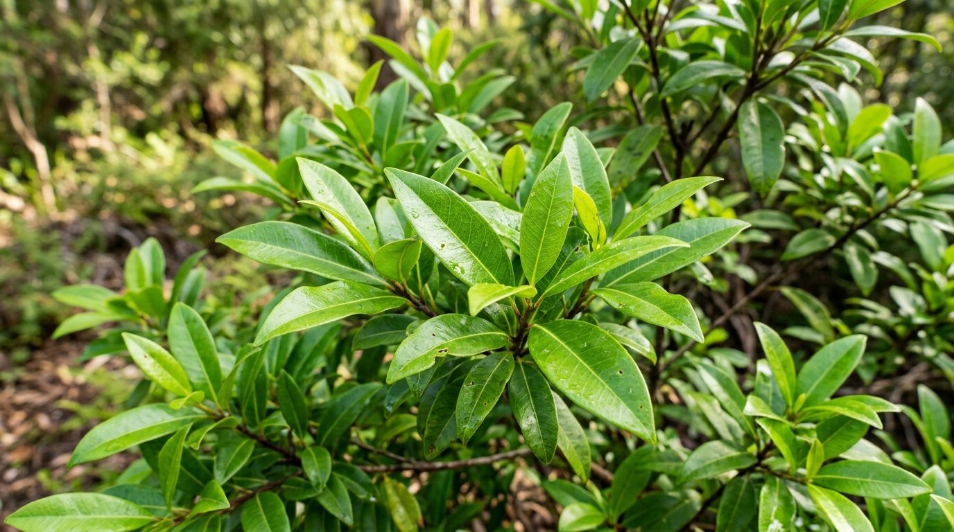 Lemon Myrtle leaves with brown leaf spots and blotches
