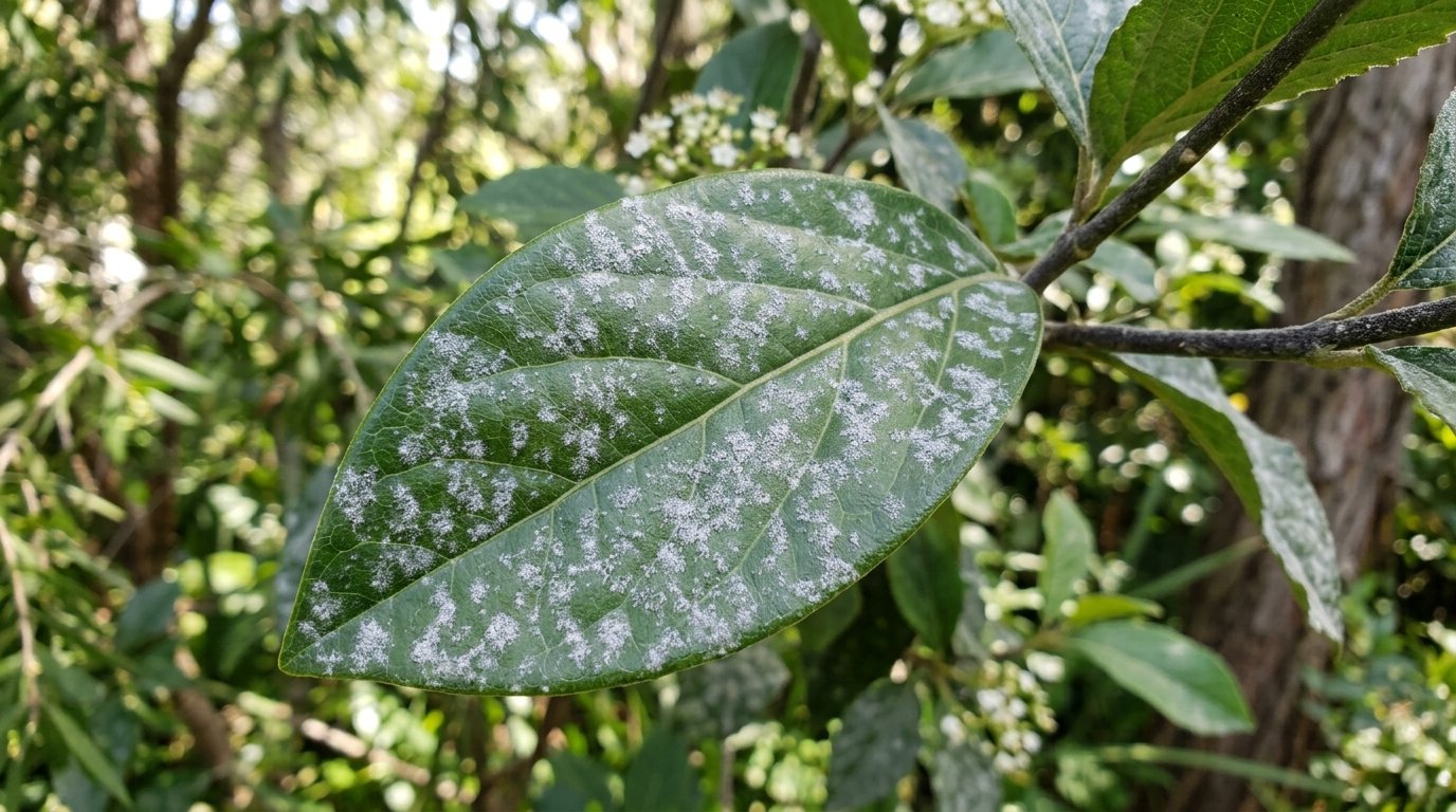 A Viburnum hedge with brown scorched and dying leaves