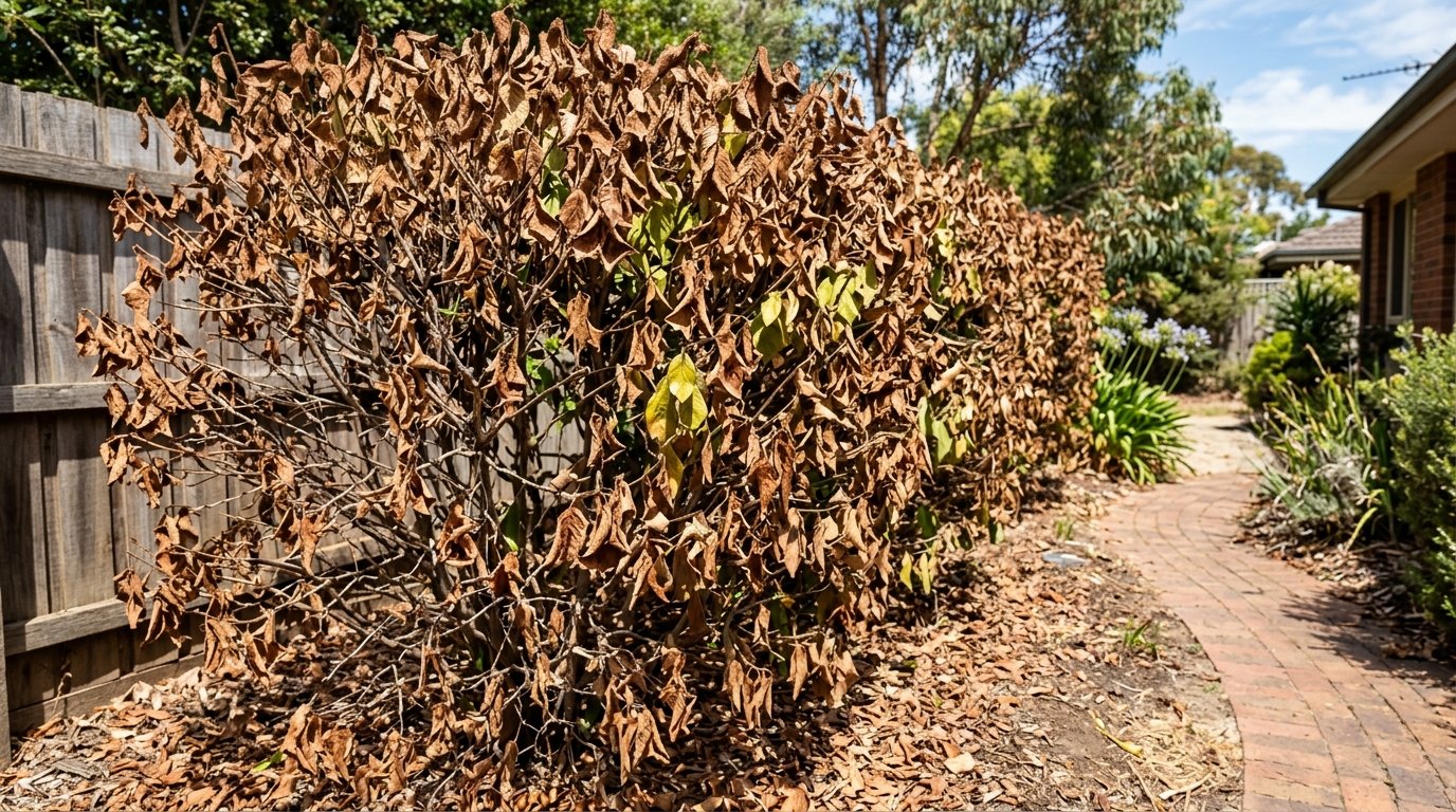 Viburnum leaves with white powdery mildew coating