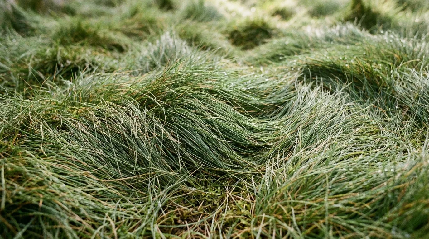Close-up of fine soft Zoysia tenuifolia grass forming natural low mounds