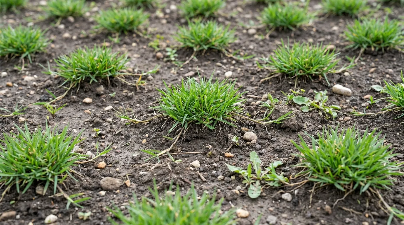 Newly planted Zoysia tenuifolia plugs establishing in bare soil