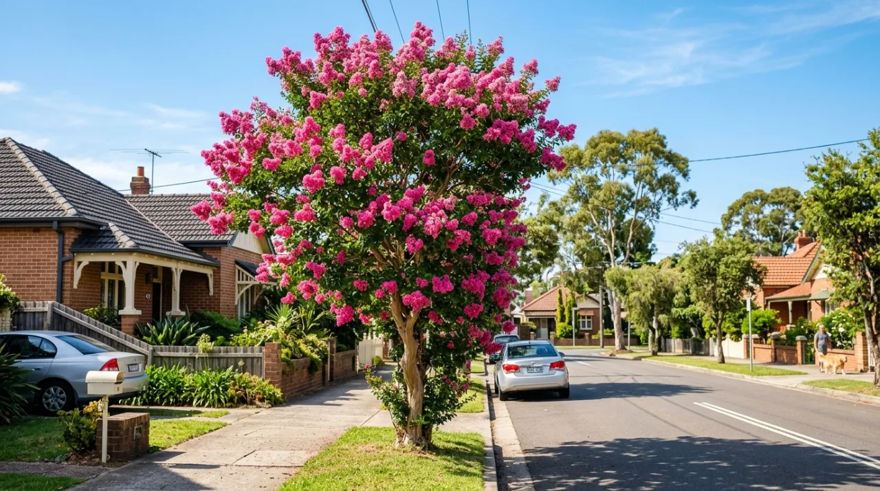 Pruning a bare crepe myrtle in winter with secateurs