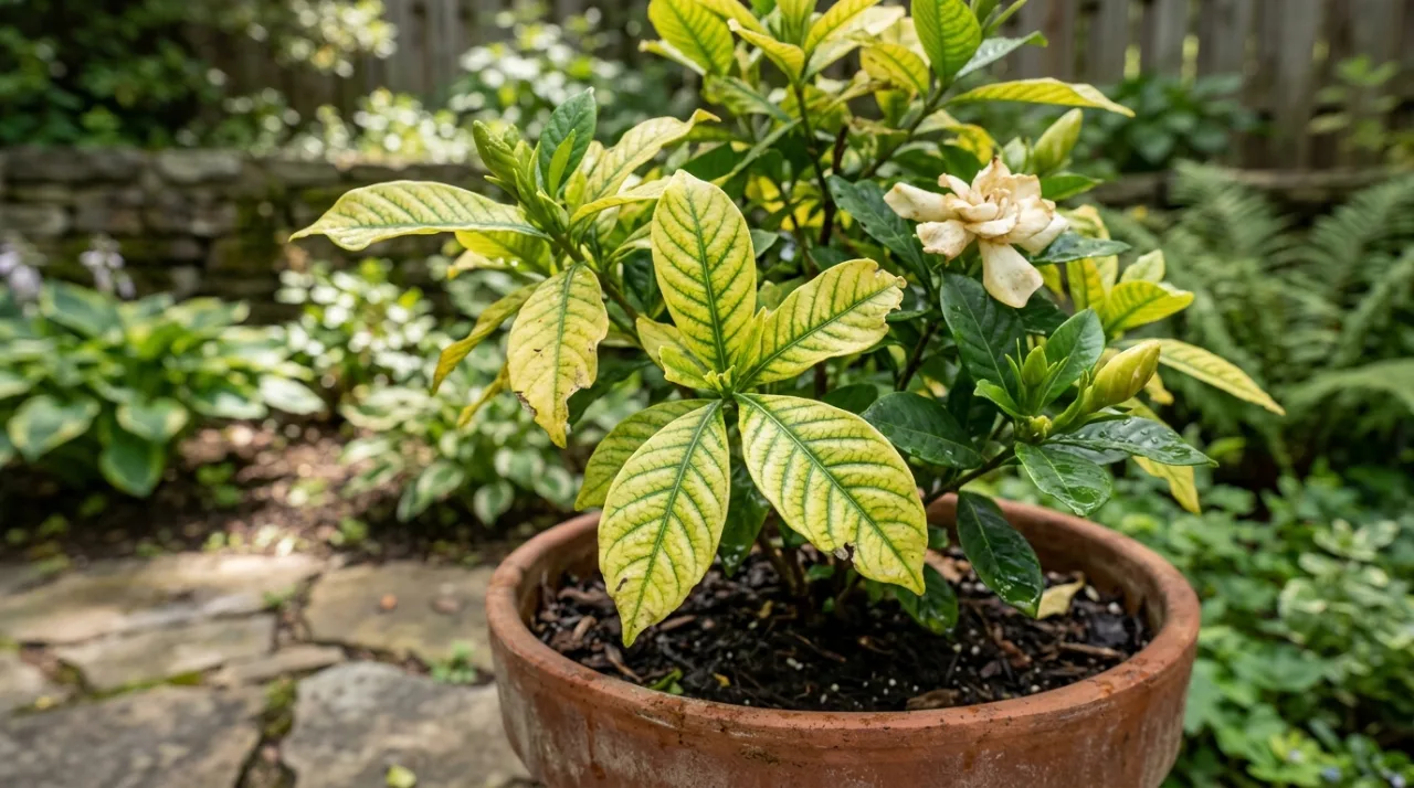 Gardenia shrub covered in white perfumed flowers in a sunny Australian garden
