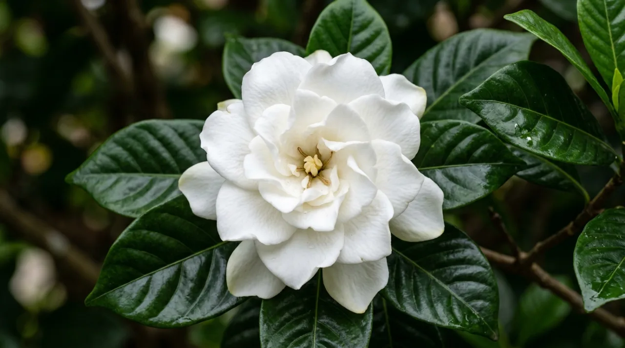 Gardenia with yellowing leaves showing iron chlorosis