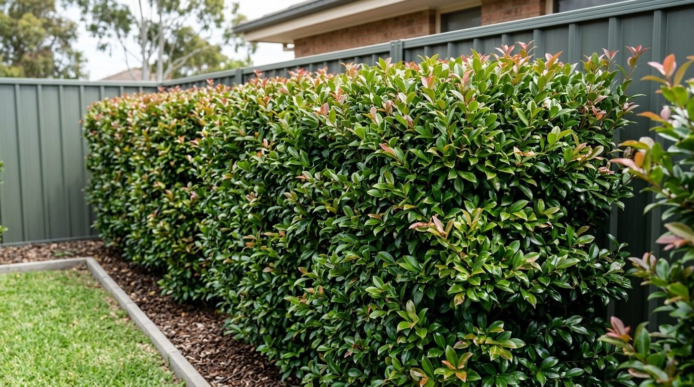 Lush, healthy, well-watered young Lilly Pilly hedge