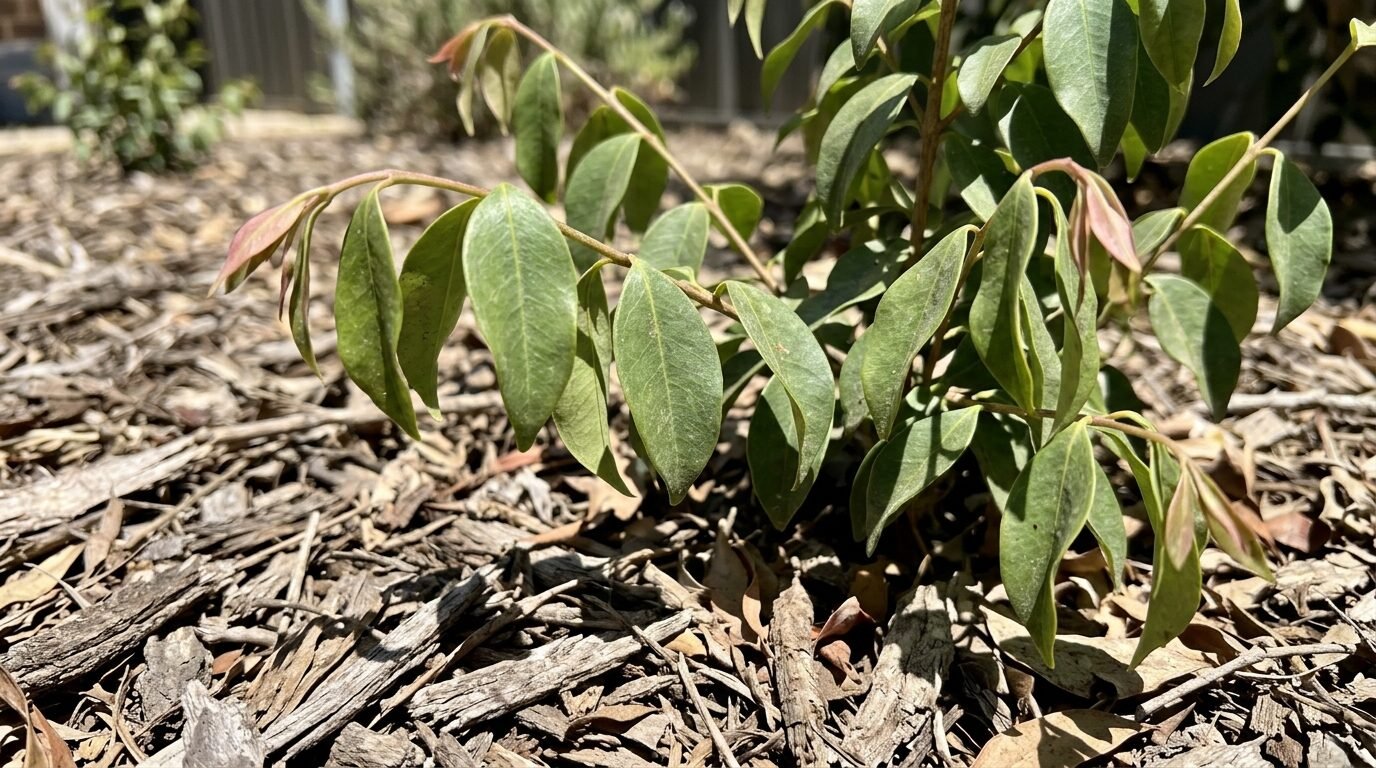 Lilly Pilly leaves showing mild heat and water stress