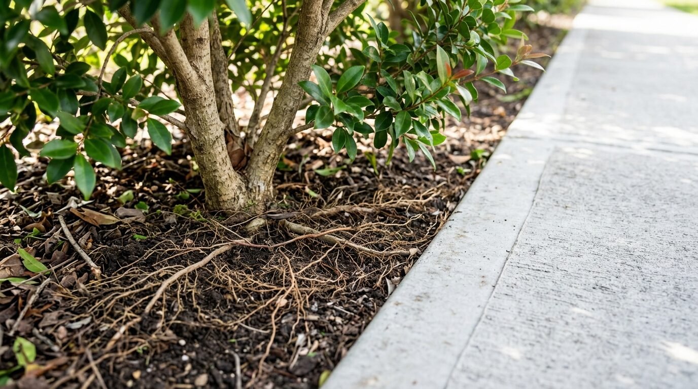 Lilly Pilly growing safely beside a clean concrete path