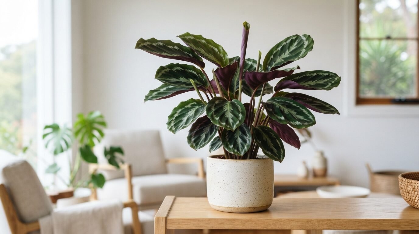 Healthy Calathea on an indoor table