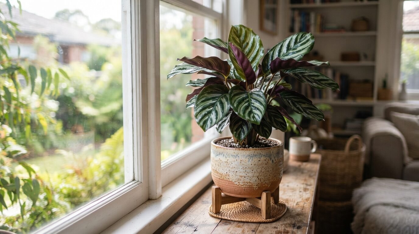 Healthy Calathea in a bright room